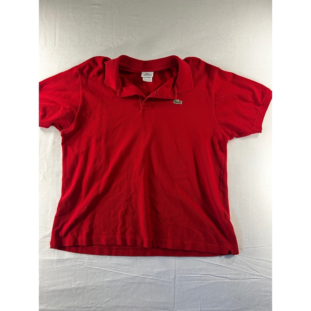 Lacoste Mens Red Pique Cotton Short Sleeve Polo Shirt Size 6 XL RN 87651